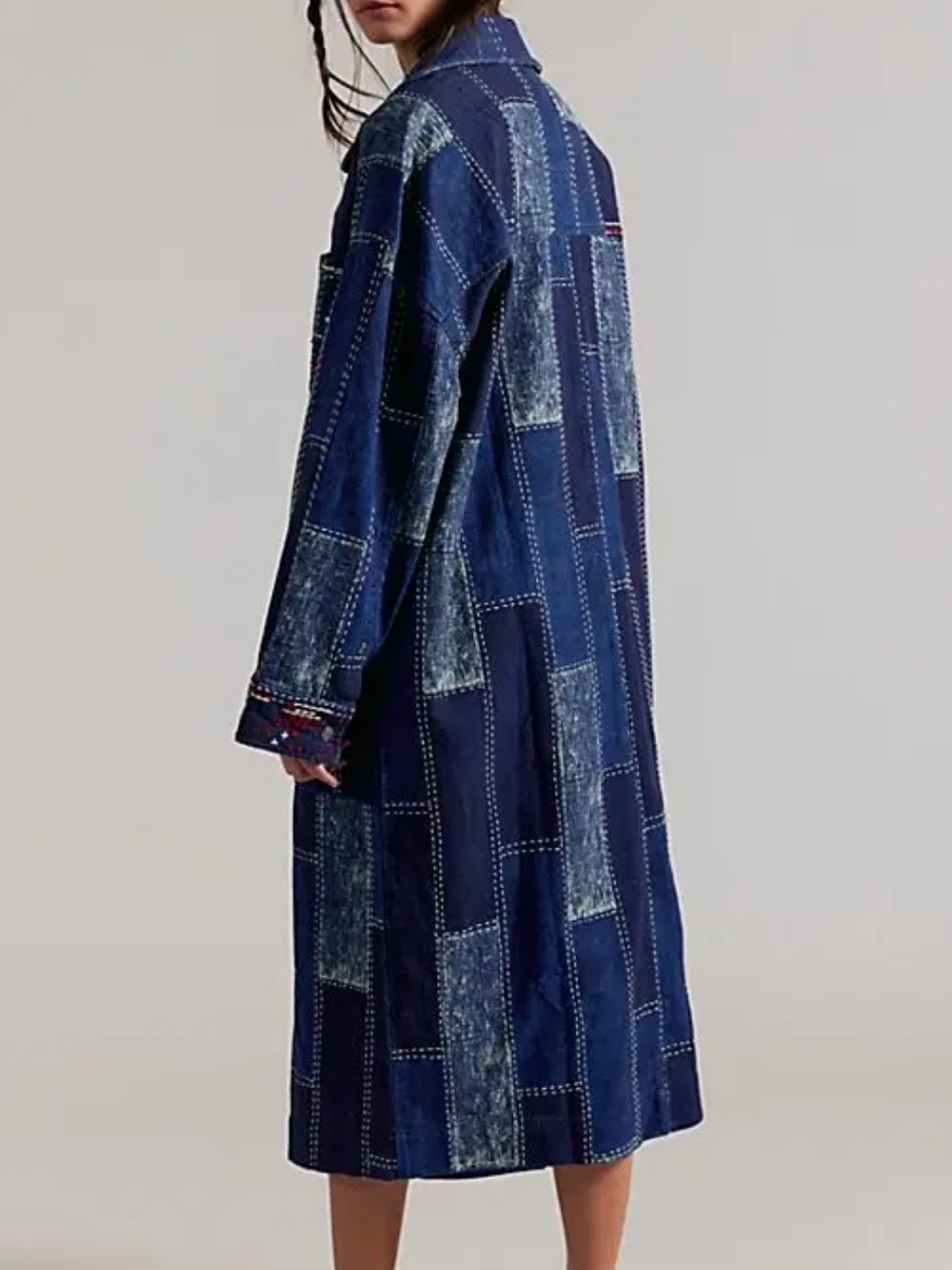 NWT FREE PEOPLE We The Free Open Studio Denim Blue Duster Size XS/S - Picture 3 of 11